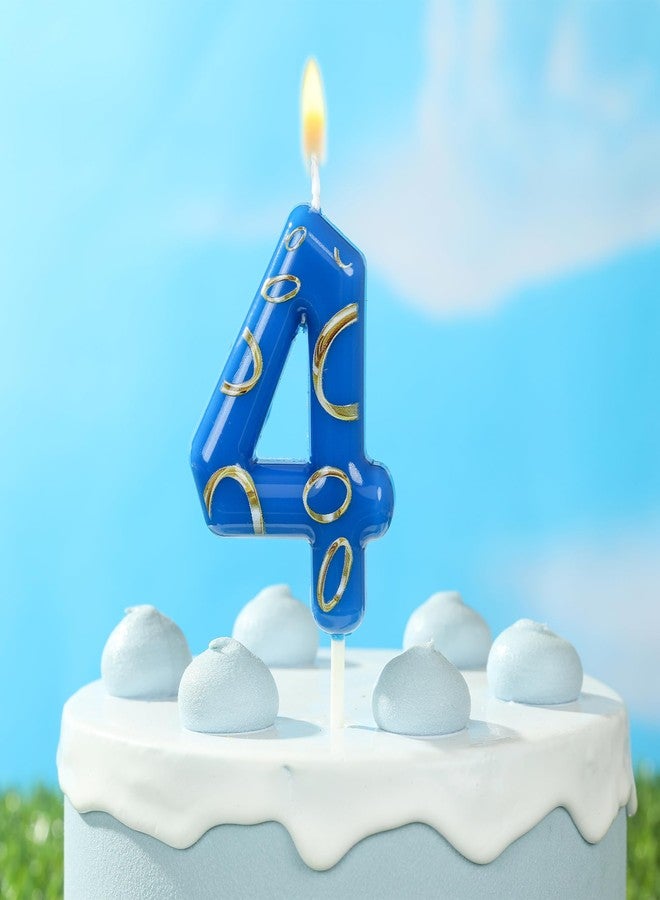PHD CAKE 2.76 Inch Blue and Golden Rings 4 Number Birthday Candles, Anime Cartoon Number Candles, Cake Number Candles, Party Celebration, Style Candle - Image 2